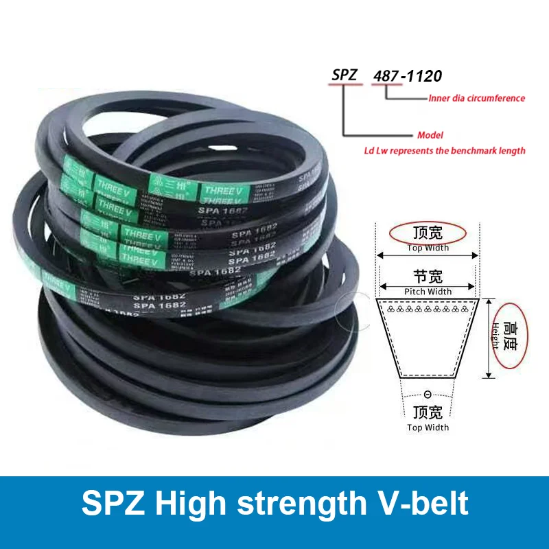 1Pcs Type SPZ 3V Drive Rubber V Belt Narrow Anti-Static Transport Strap Conveyor Belts Outer Circumference: SPZ - 487mm-1100mm