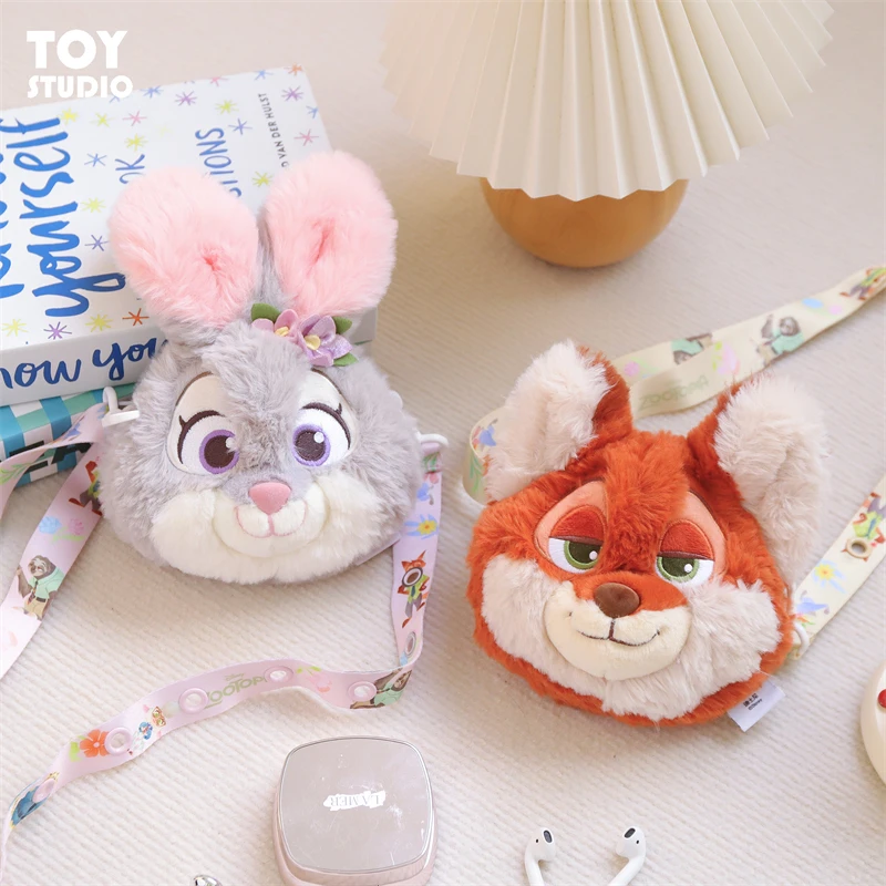 Zootopia Judy Nick Portafoglio ufficiale leopardo Auricolare Portamonete in peluche simpatico cartone animato Mini portachiavi portatile Giocattolo alla moda Regalo di compleanno