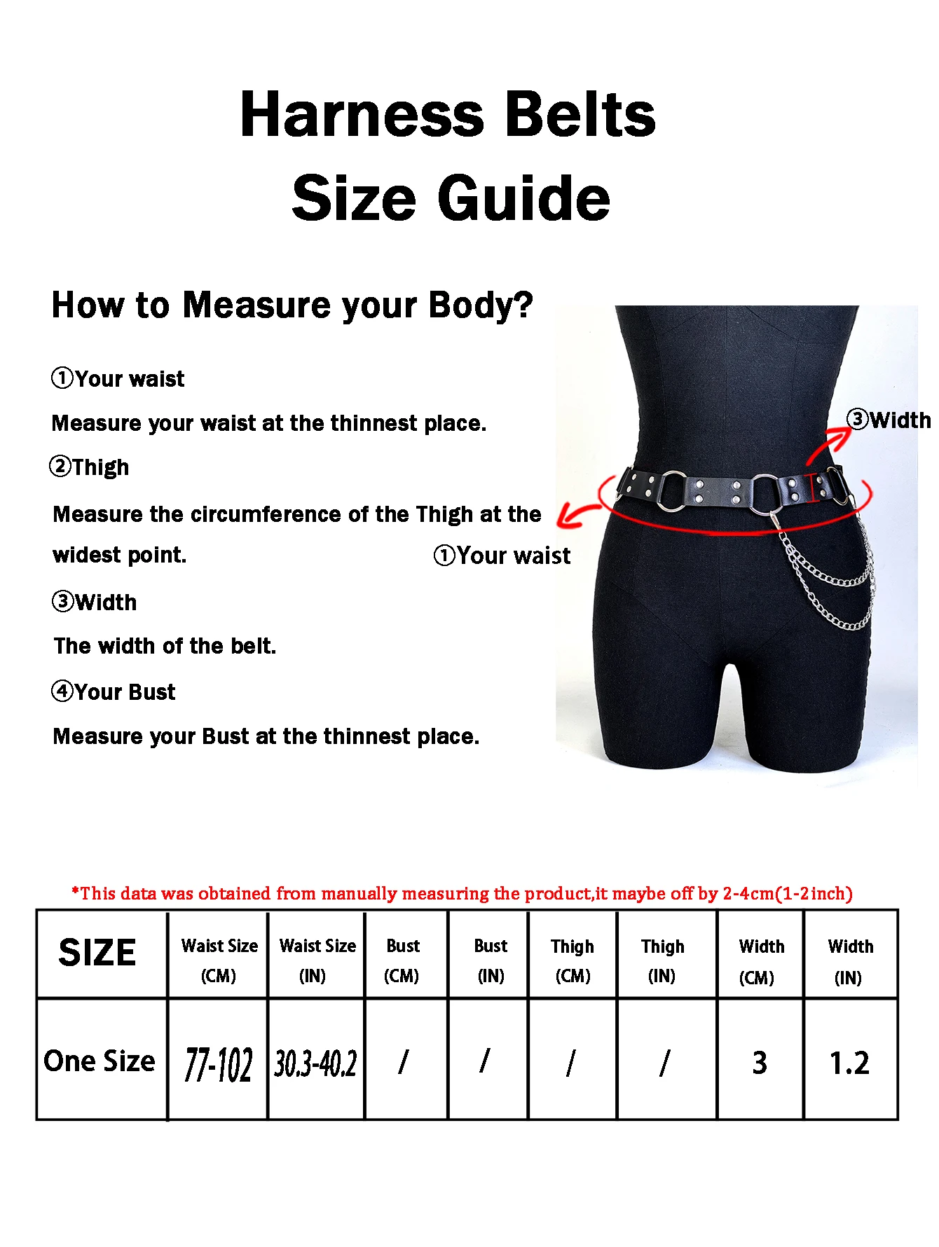 Frauen PU Leder Harness Gürtel Taille Kette Harness Mode Bund Zubehör Punk Gothic Kleidung Schmuck Gürtel Zubehör – Detail 3