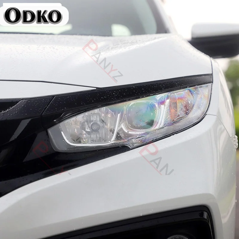 Dla Honda Civic 10th Gen 2016-2021Car folia ochronna na reflektory przednie światła przezroczysta wędzona czarna TPU ochronna