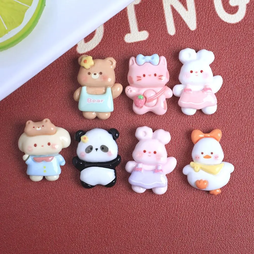 20pcs Cartoon Animal Resin Slime Charms Bottle Sticker Flatback Phone Case Decor Hair Clip Cute for Croc Shoes Accessories