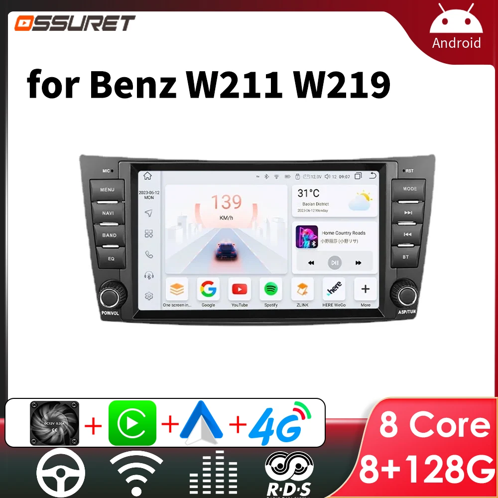 2Din Android Autoradio für Mercedes Benz E-Klasse W211 E200 E220 E300 E350 E240 E270 E280 W219 Multimedia GPS 4G Wireless Carplay