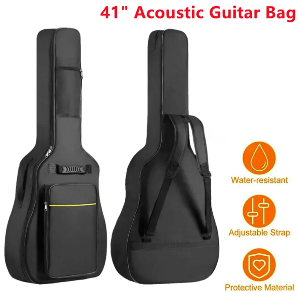 41\'\'// Waterproof Guitar Case Double Strap Padded Black Guitar Case Backpack Shoulder Strap Instruments Classical Guitar Bag