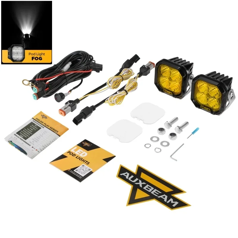 1 Paar 3 Inch LED Pod Lampen met Witte DRL & Amber Knipperlicht Rijlicht voor UTV ATV SUV Truck Offroad