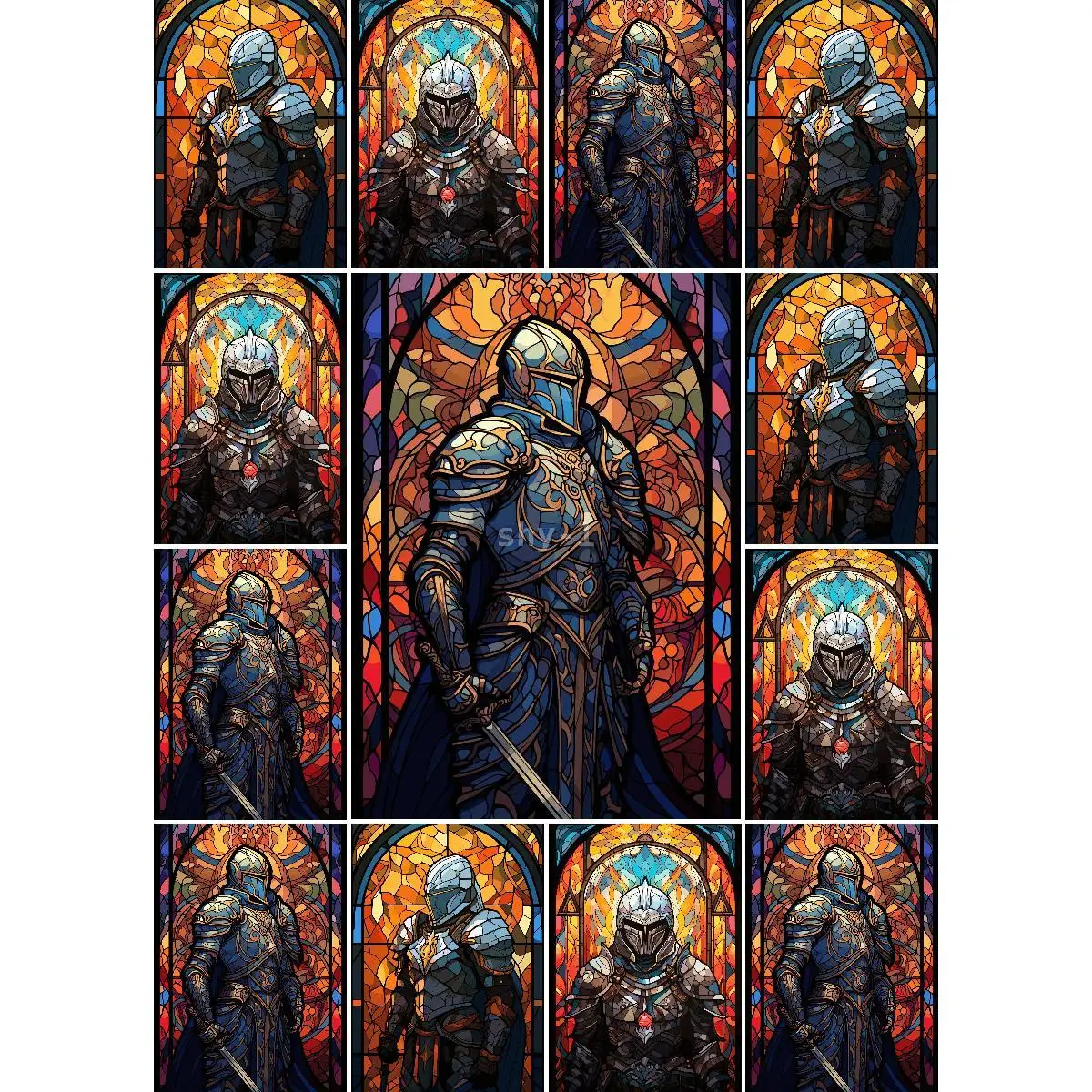 Fantasy Paladin Warrior Wall Art  Passion Collection Glass Poster for Home Decor