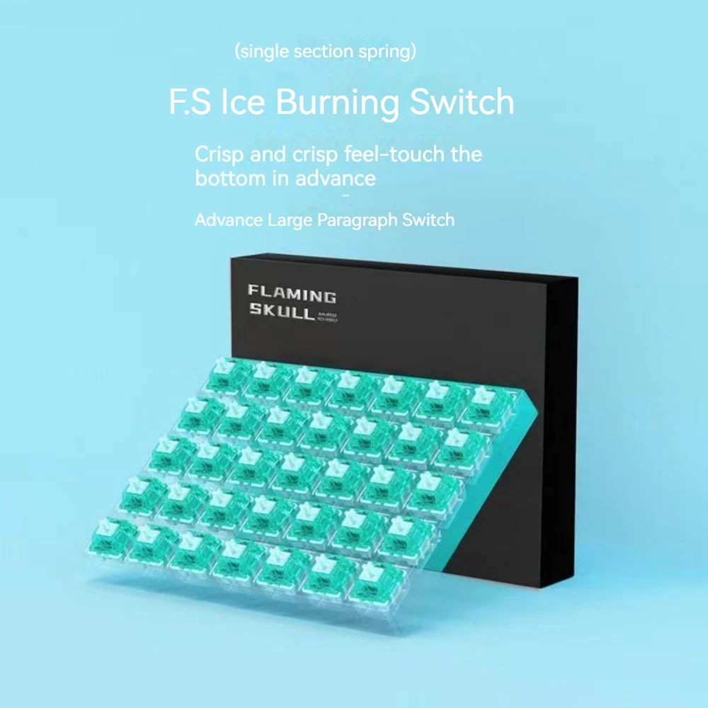 FS Ice Burning Switch Mechanical Keyboard Pre Lubed Tactile 48gf 5Pins HiFi Switches RGB Green Transparent Custom DIY For Gaming