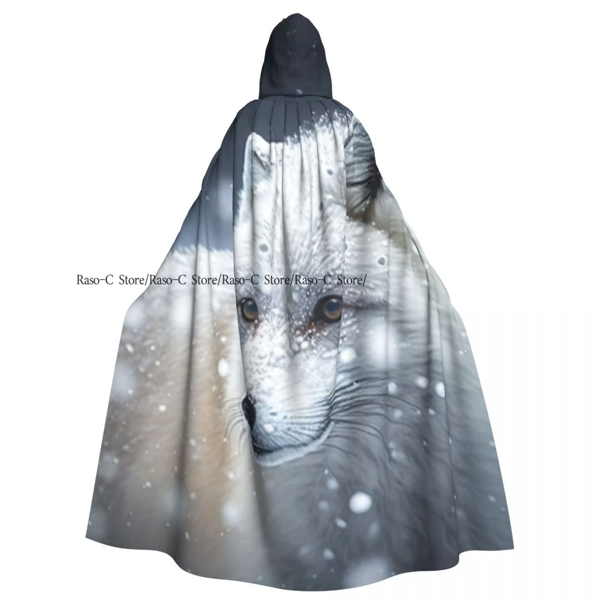 Hooded Cloak Unisex Cloak with Hood Fox Braving Through Blizzard Cloak Vampire Witch Cape Cosplay Costume