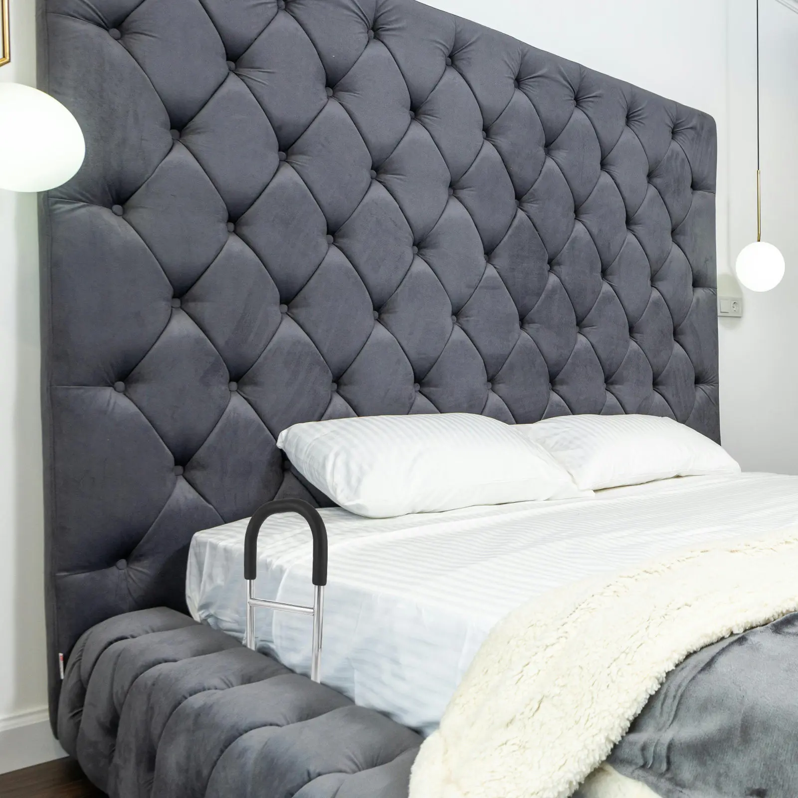 Barandilla de Seguridad para Cama para Adultos Mayores, Barra de Apoyo Estable Antideslizante para Cama, Asistencia para el Cuidado en el Hogar, Soporte para Cabecera de Cama, Protección Anticaídas