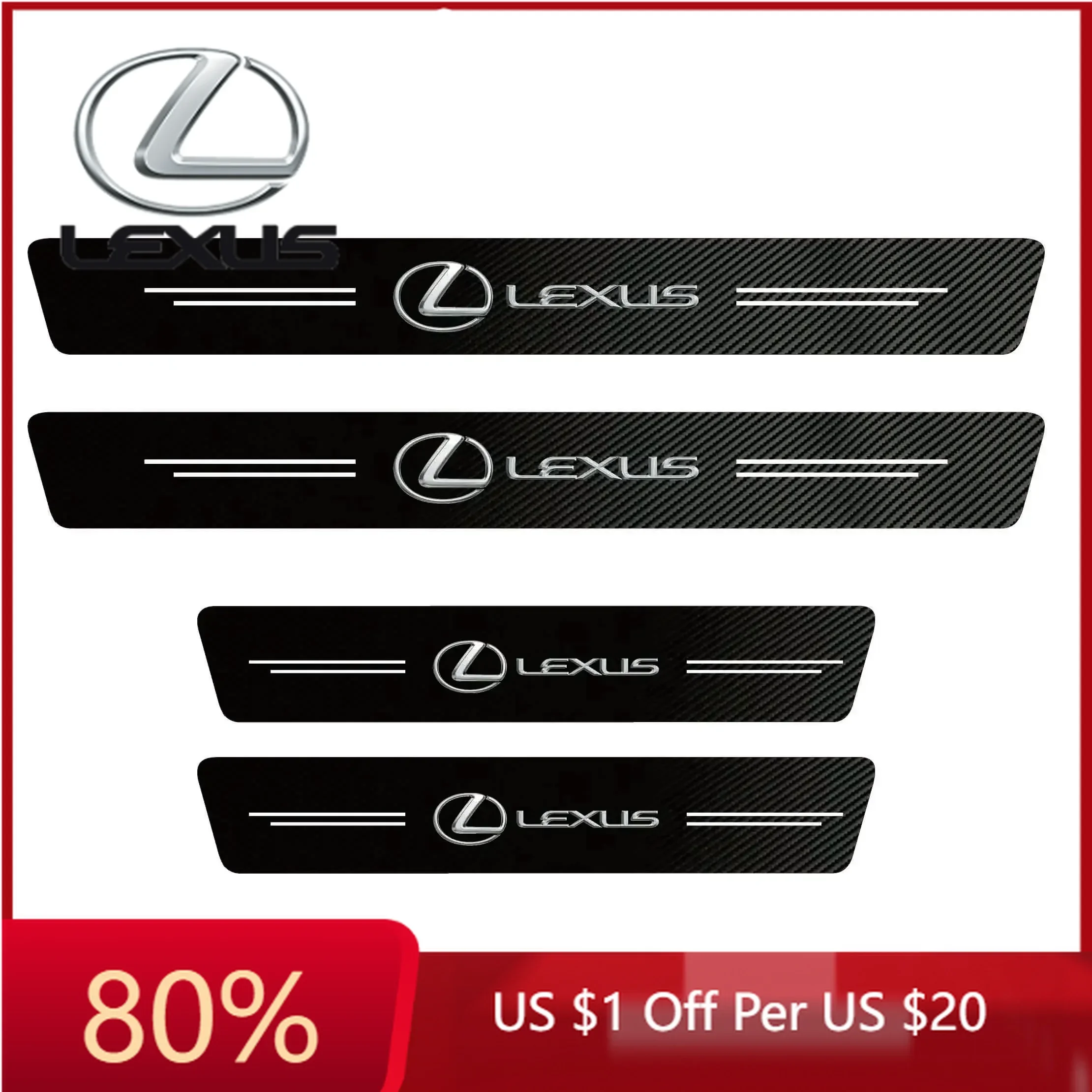 

2026 Hot Interior Stickers Car Door Sill Carbon Fiber Sticker Threshold Side Anti Scratch Waterproof For Lexus RX330 IS250 Ct200