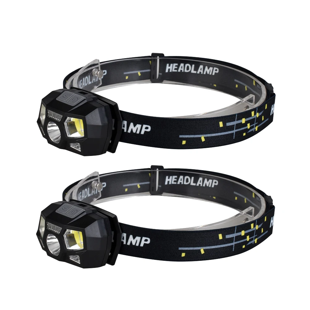 

2Pcs Waterproof Inductive Headlamp XPE COB LED USB Rechargeable Motion Sensor Camping Flashlight Modes 3W LED Durable