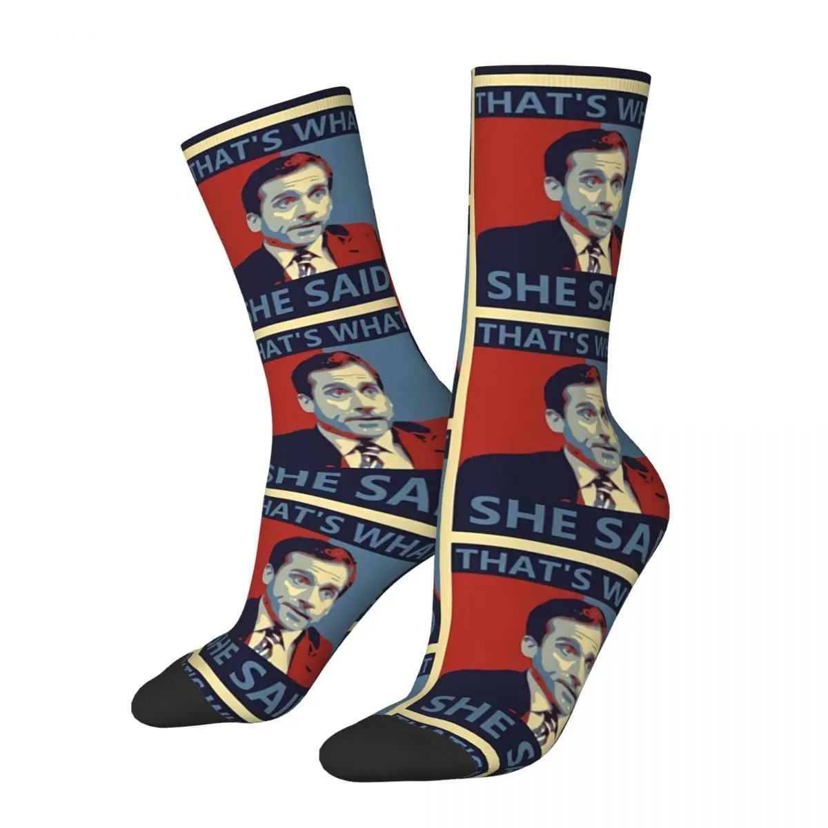 Hip Hop Vintage That\'s What She Said Crazy Men\'s Socks The Office TV Unisex Harajuku Printed Funny Novelty Crew Sock Boys Gift