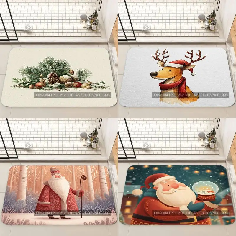 

Санта-олень, мультяшное украшение для гостиной, домашний диван, нескользящий ковер, кабинет, спальня, татами, детский мягкий напольный коврик