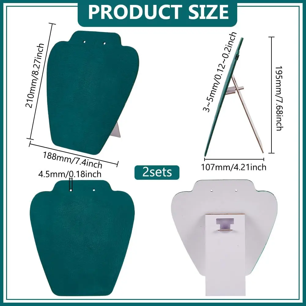 2 PCS Velvet Jewelry Necklace Display Stand 7.68 inch Height Dark Green Earring Pendant Chain Holder Mannequin Model Necklace Di