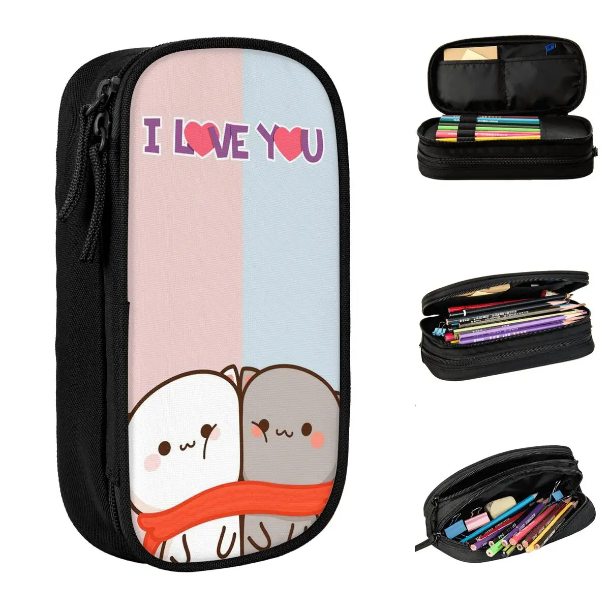 

Peach And Goma Love Pencil Cases Fun Cute Mocha Mochi Cat Pen Holder Bag Girl Boy Big Capacity School Supplies Gift Pencilcases