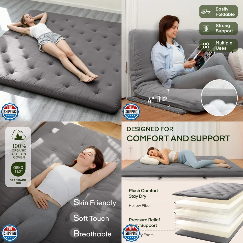 

MattressesJapanese Style Twin Size Futon Mattress 75 x 39 Comfortable 100 Cotton Fill Perfect for Floor Sleeping Minimalist