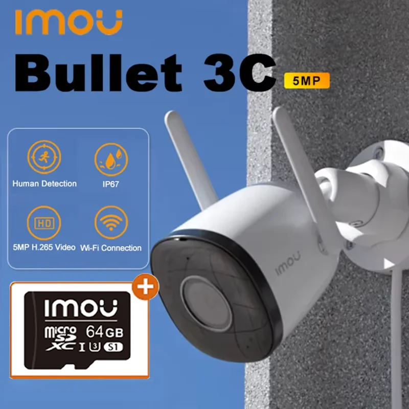 IMOU Bullet 3C 5MP 3.6MM Wifi IP Camera Automatic Tracking AI Human Detection Surveillance Security Protection Weatherproof