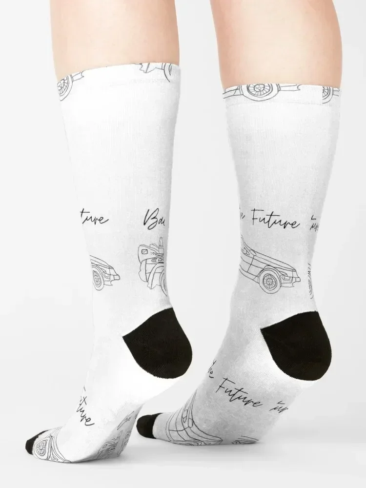 Back to the Future delorian Minimalist Socks ถุงเท้าเด็กคริสต์มาสถุงเท้าสําหรับผู้ชายผู้หญิง