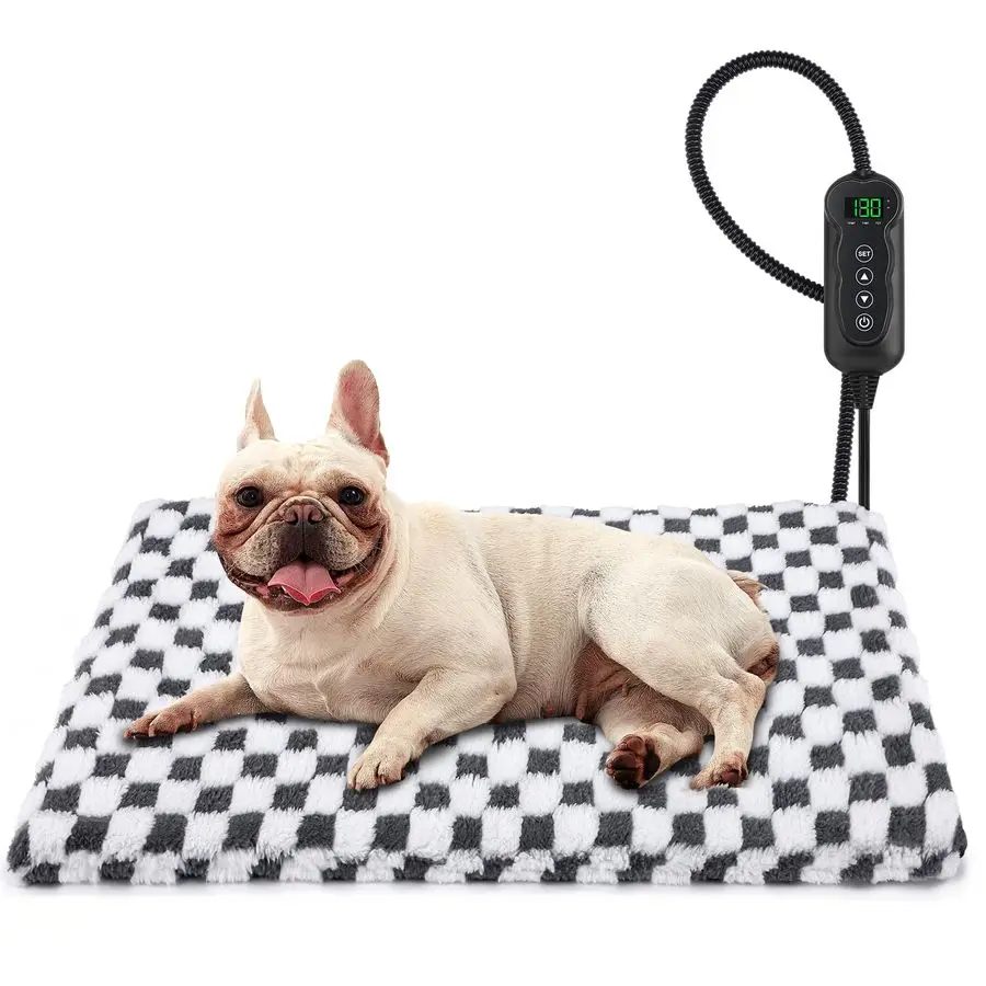 

Heated Dog Bed, 11 Adjustable Temperature Dog Heating Pad Indoor with Timer, Pet Heated Mat for Dogs Cats, Electric Cat Heating