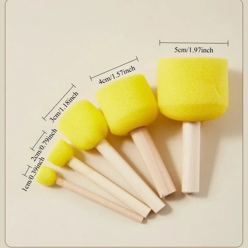 مقبض خشبي الفطر رئيس الإسفنج فرشاة الأطفال دهان داي الإسفنج ختم مجموعة الطلاء الكتابة على الجدران خلق فرشاة فنية فريدة من نوعها