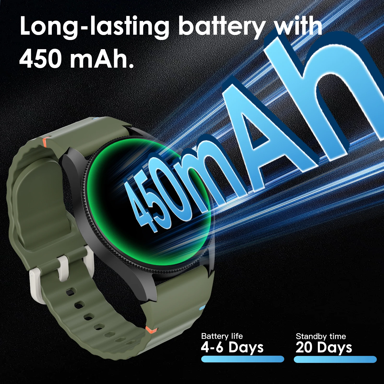 Aurafit G12 Smart Watch: 1.43" Touch screen/ 3ATM Waterproof Swimming / GPS /Health Monitoring/150+Sports Mode Compatible Strava - view 3