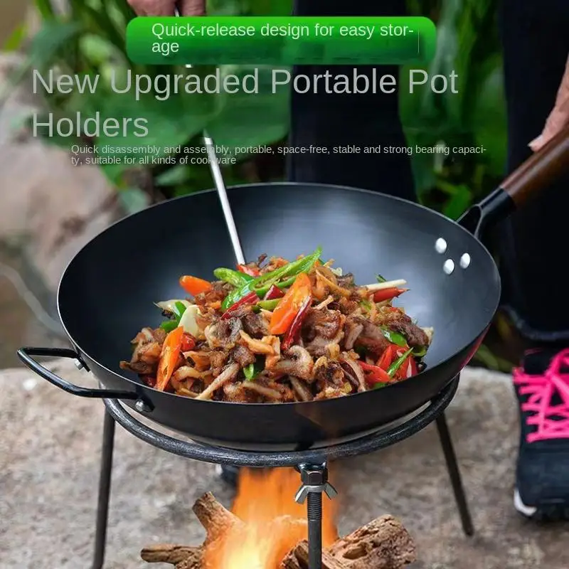 1Pcs Outdoor Portable Detachable Thickened Triangular Firewood Rack Camping Picnic Barbecue Simple Stable Pot Holder