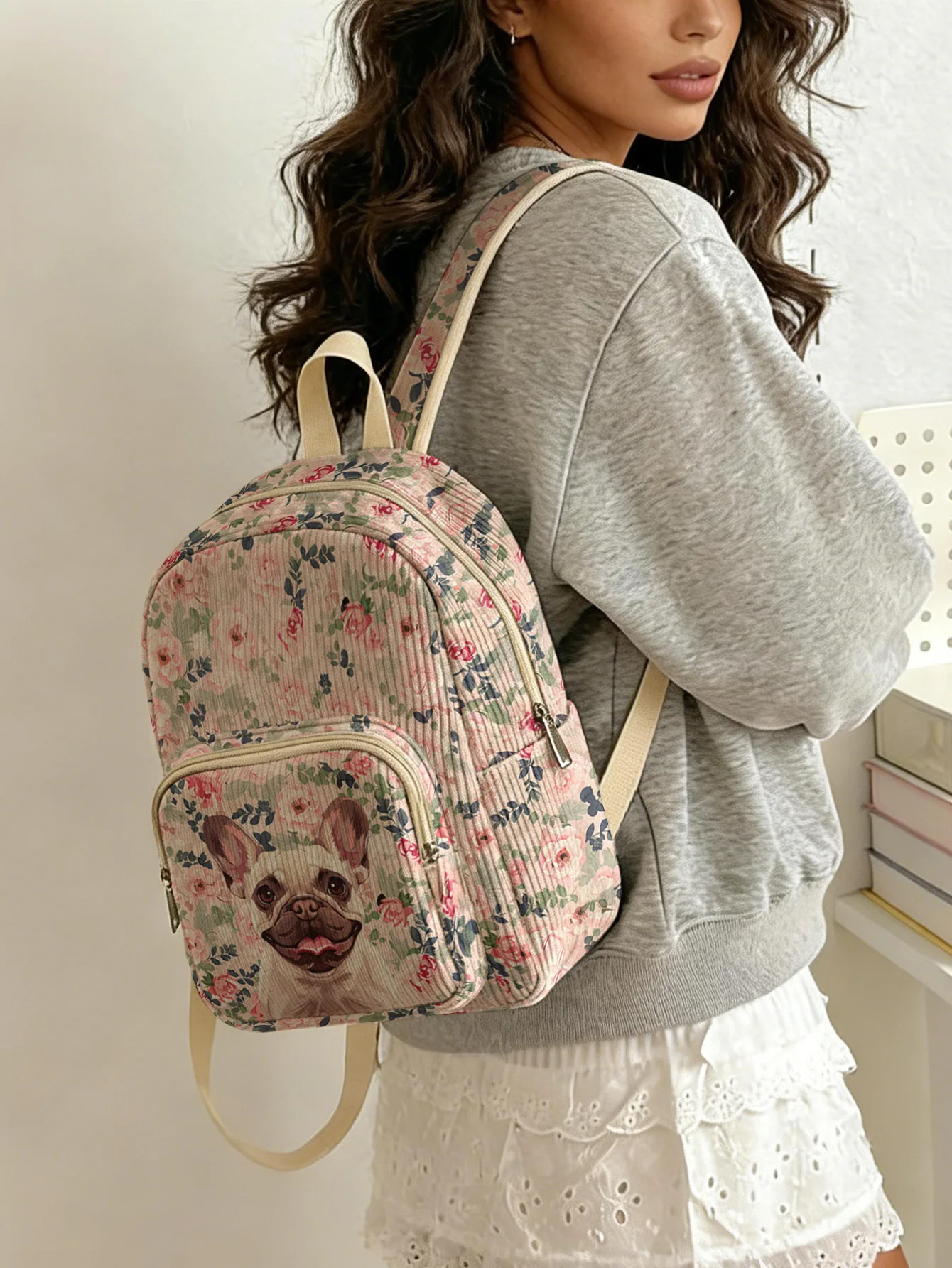 mochila-feminina-com-estampa-de-buldogue-frances-e-rosas-cor-de-rosa-bolsa-de-veludo-com-varios-bolsos-e-grande-capacidade-para-viagens