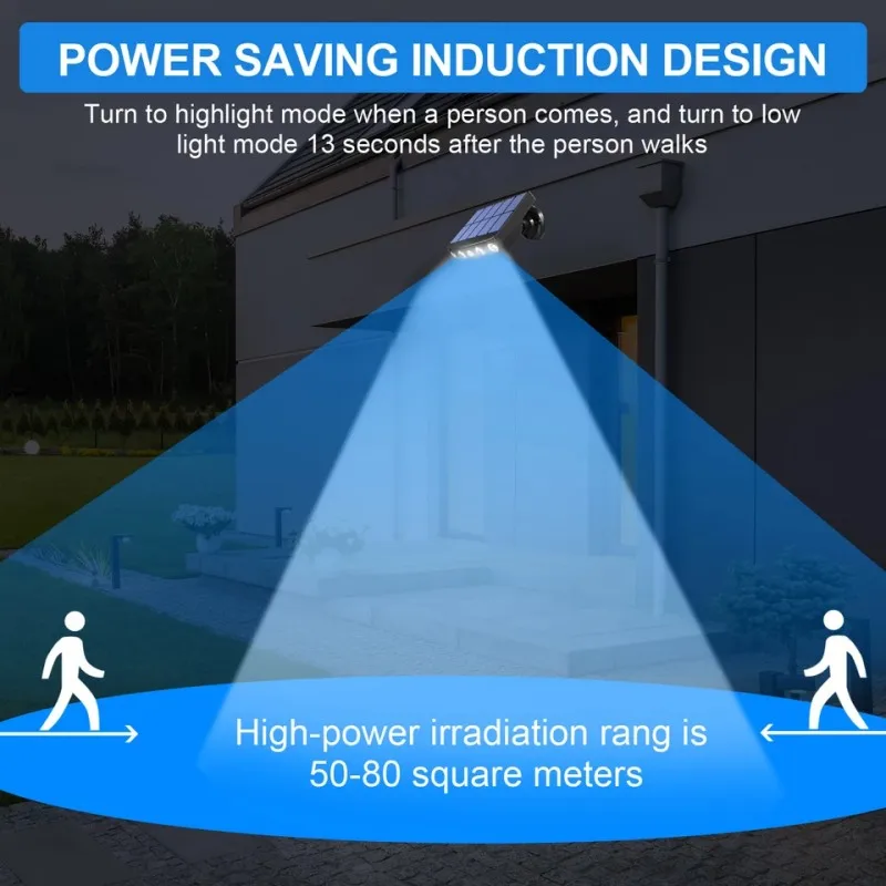 Imagem -05 - Solar Led Wall Light com Sensor de Movimento Luzes de Rua Holofote Impermeável ao ar Livre Caminho Pátio Quintal Jardim Garagem