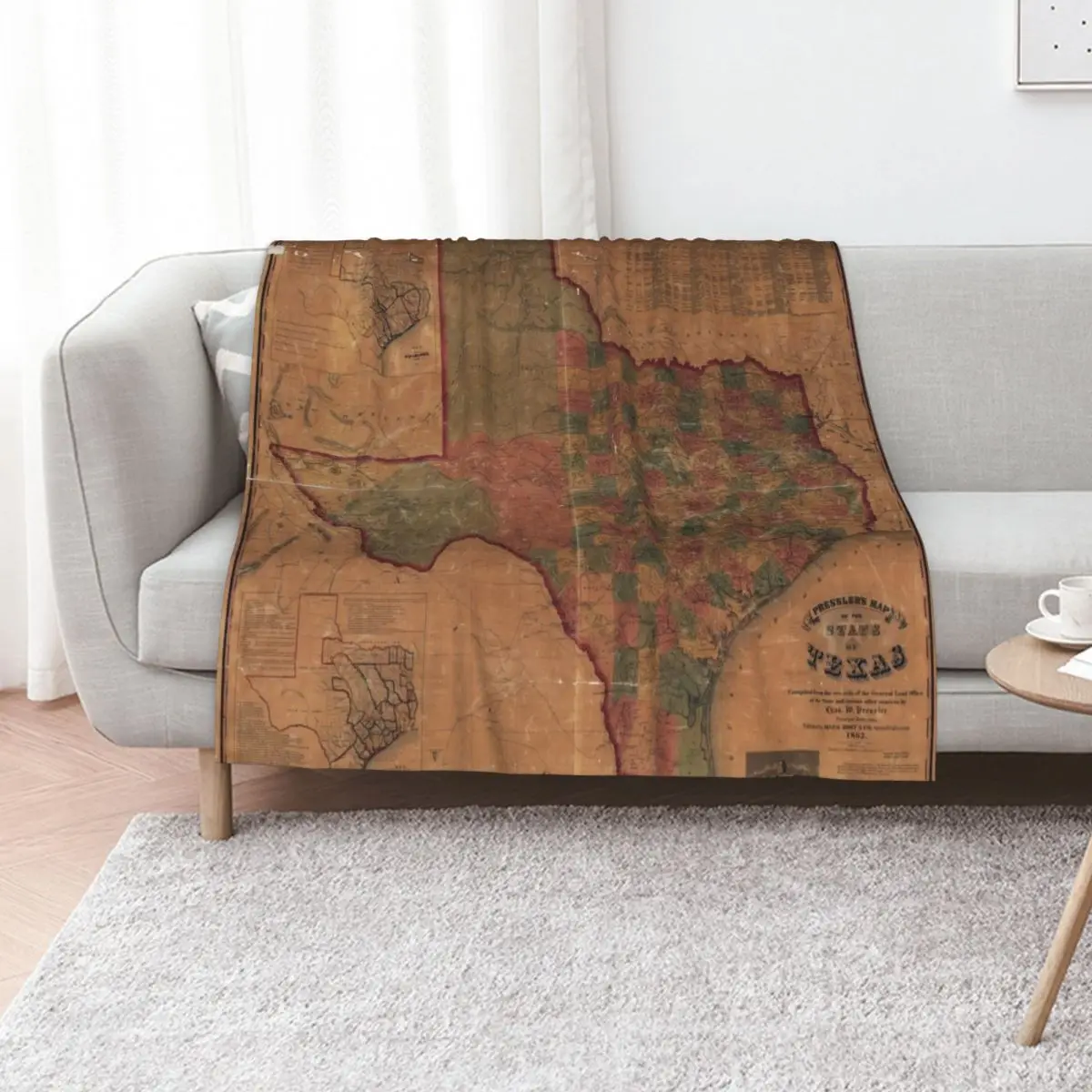 Pressler's Map of the State of Texas (1862) Throw Blanket Baby Blankets For Sofas Bed linens Soft Big Single Blankets