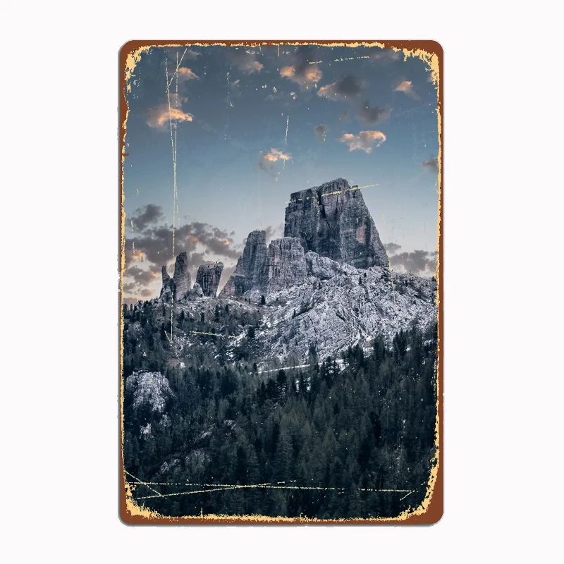 Доломиты Unesco живописный горный пейзаж металлический знак плакат декор гаражной комнаты автомобильный клуб на заказ оловянный винтажный домашний декор