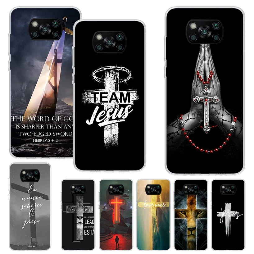 God Jesus Pray Cross Print Soft Case for Xiaomi Poco X7 X6 X5 X4 X3 Nfc Phone Shell F6 F5 Pro F4 GT F3 M5S M4 M3 Pattern Cover S