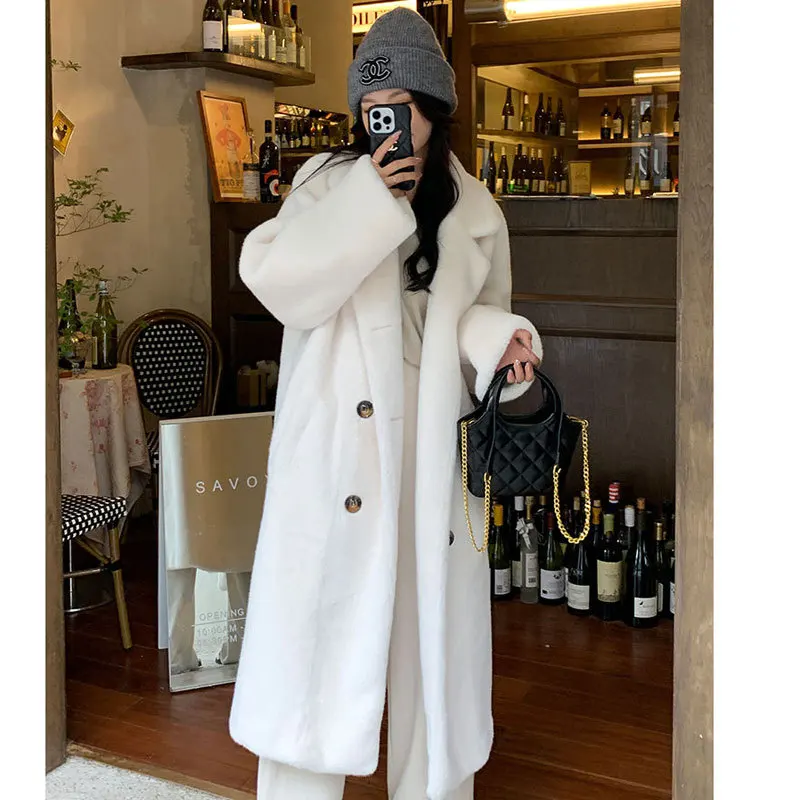 Autumn and Winter Thickened Long Suit Collar Imitation Mink Velvet Fur Coat Mao Mao Environmental Protection Fur Women's Coat Co