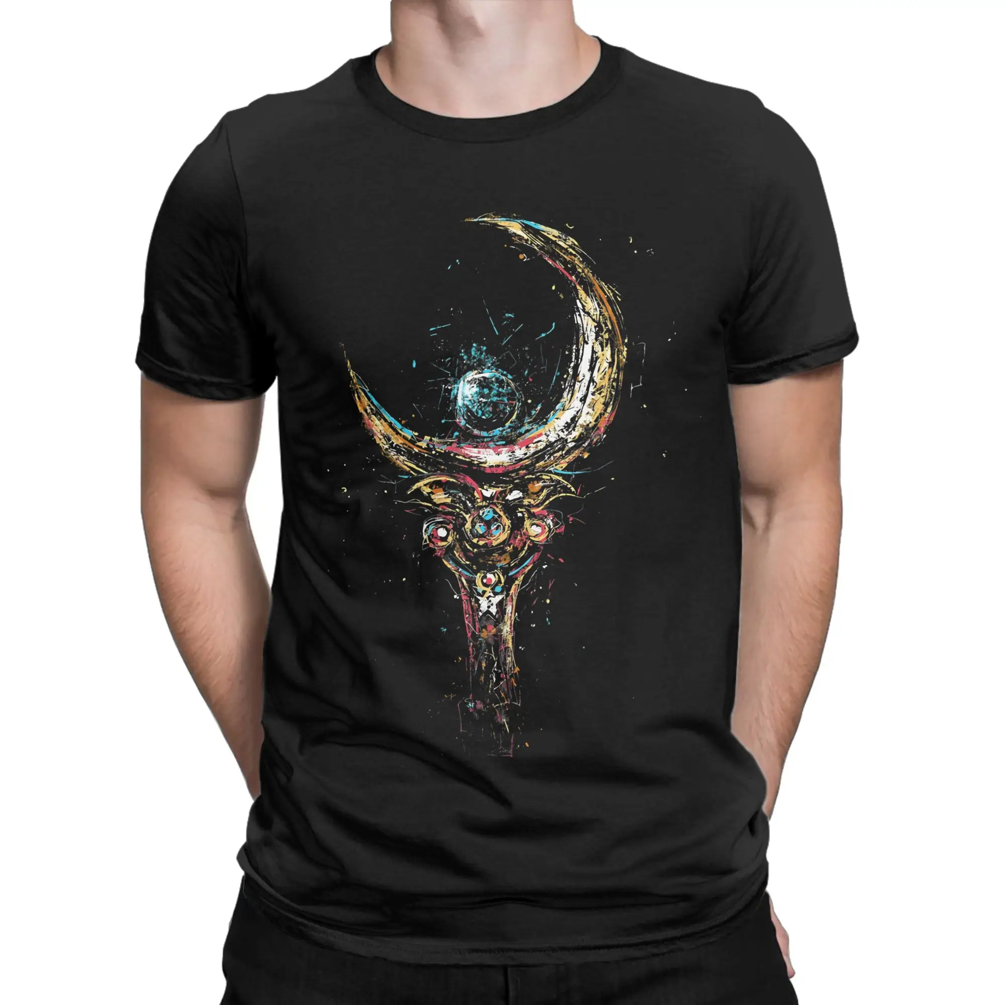 Sailor Moon Scepter T Shirt for Men Pure Cotton Vintage T-Shirts O Neck  Tee Shirt Short Sleeve Clothes Gift Idea