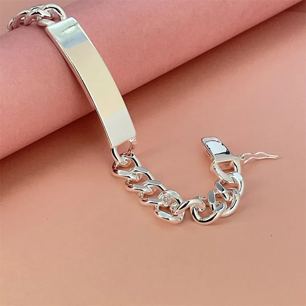 2024 New Design 925 Sterling Silver Bracelet 10mm Inch Sideways Cuban Chain Men's Wedding Engagement Jewelry Luxury Party Gifts