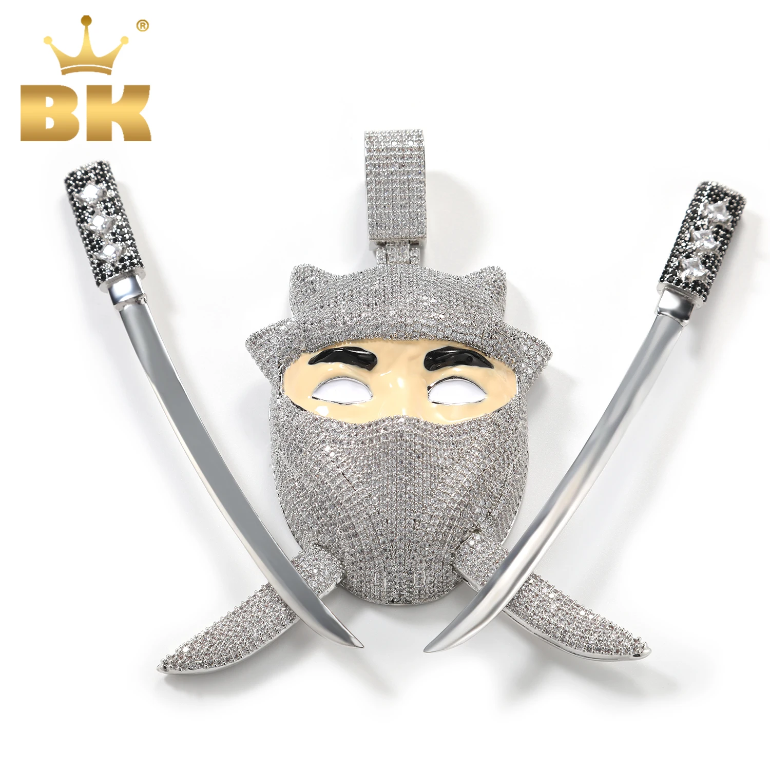 TBTK Big White Ninja Pendant Limited Edition Weapons Sheath Sword Can Be Removed Pendant Necklace Hiphop Jewelry
