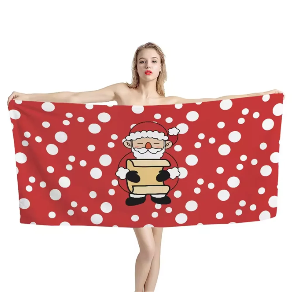 Christmas Gifts for Couple Bathroom Beach Towel Cute Santa Claus Design Women Swimming Fitness Exercise Yoga Mat Quick Dry Towel