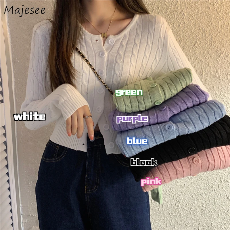 Vintage O-neck Cardigan Women New Arrival Spring Fashion All-match Cropped Temperament Tender Casual  Hot Ins Popular Slim