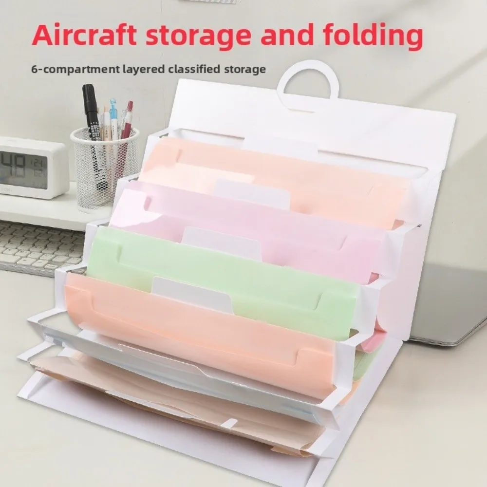 

6 Pockets Hanging File Folders Large Capacity Wall Mounted File Organizer Multi-color Expandable Accordian Pockets Test Paper