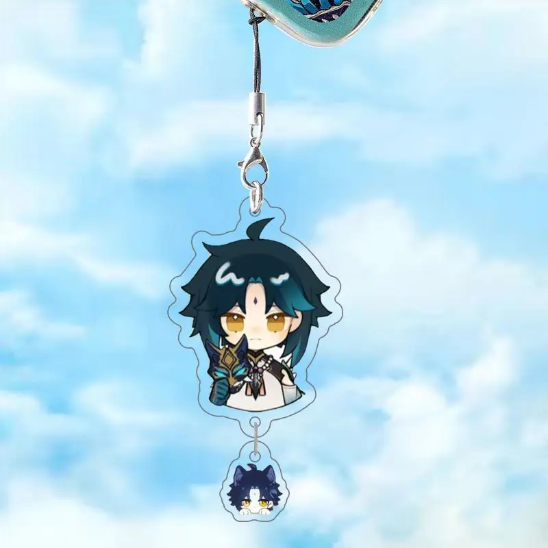Genshin Impact personaje del juego Venti Xiao Balladeer llavero acrílico bolso colgante accesorios de cadena de teléfono