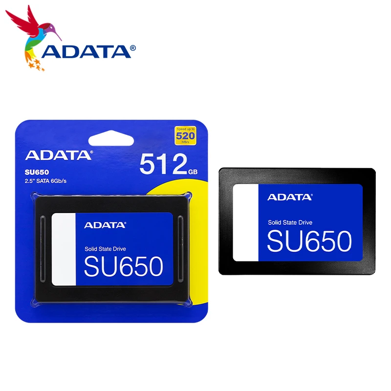 

ADATA SU650 SATA твердотельный накопитель 256 ГБ 512 ГБ высокоскоростной SATA3.0 SSD до 520 Мб/с Внутренний жесткий диск для ноутбука и настольного компьютера