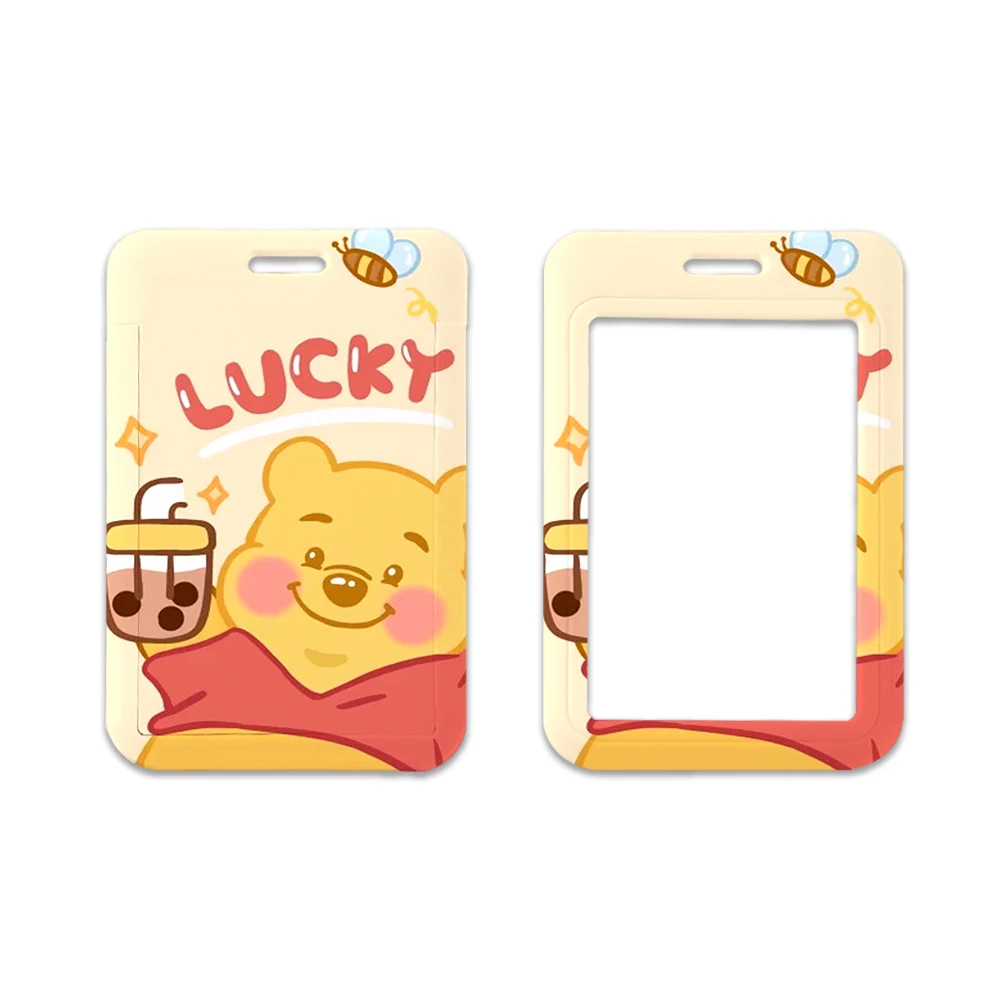 Porte-cartes Winnie l'ourson pour enfants, joli dessin animé, porte-clés pour étudiant, étui pour carte de bus, anime mignon