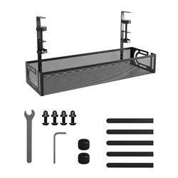 Complete Cable Management Kit For Under Desk, Includes Cable Management Tray And Organizer Box For Effective Cord Organization