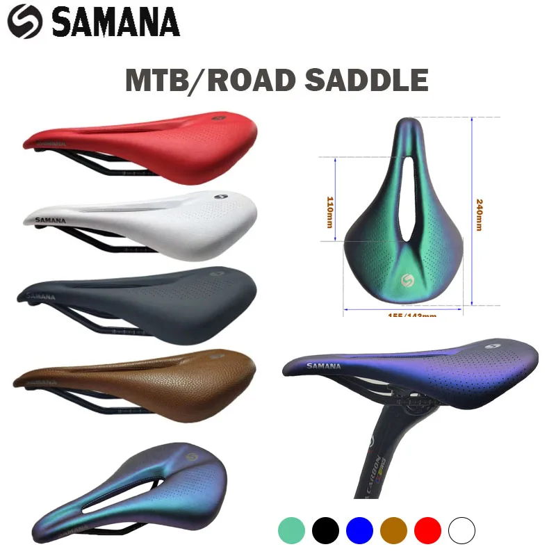 SAMANA Full carbon fiber Bicycle MTB road bike saddles hollow mountain bike saddle seat cushion comfortable Ultra light 140g