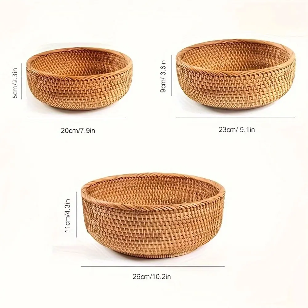 Set of Handwoven Wicker Baskets – Natural Straw Round Storage Baskets for Home Organization, Kitchen, and Decorative Use 4