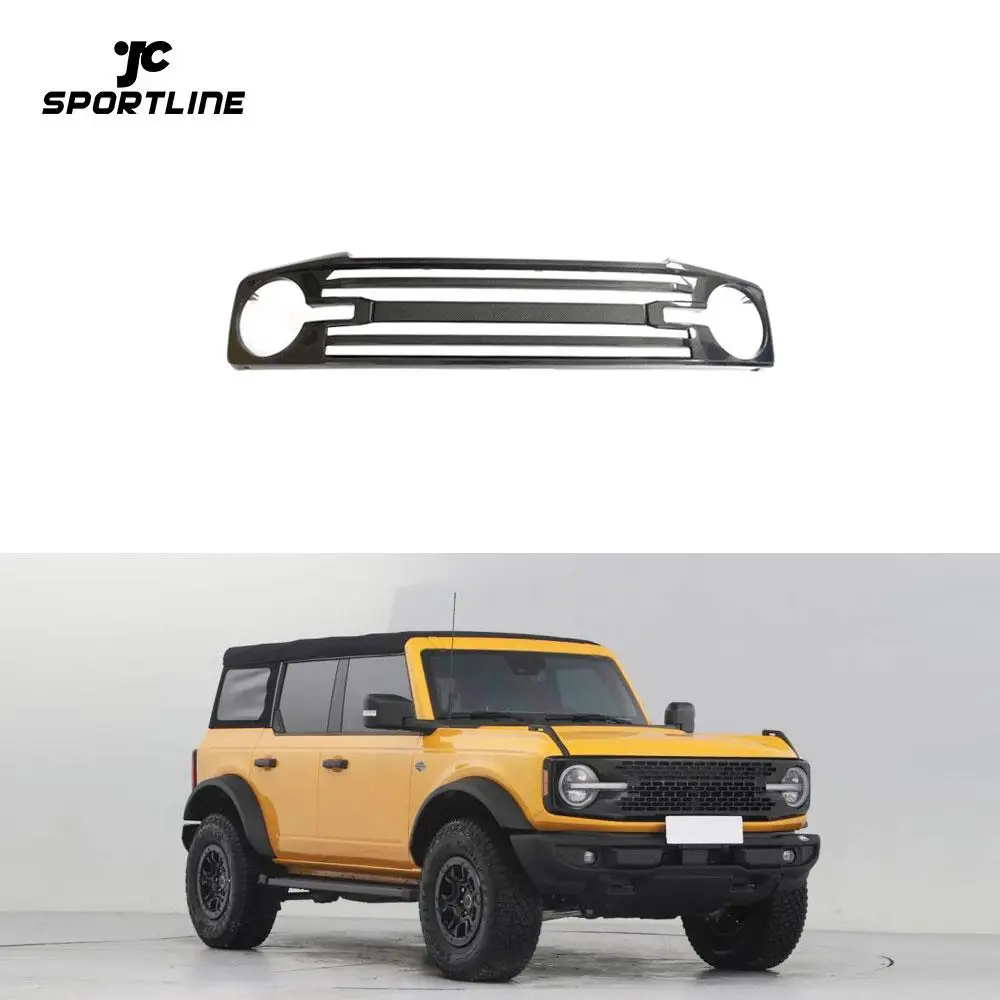 

Carbon Fiber Front Bumper Kidney Grill For Ford Bronco 2021 2022 Front Bumper Grille Factory Outlet