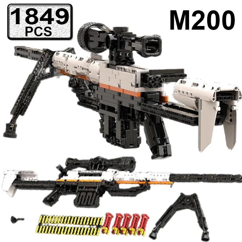 

Конструктор MOC «Снайперская винтовка M200» (1849 деталей), техническая модель, стреляющая снарядами, игрушка-подарок для детей