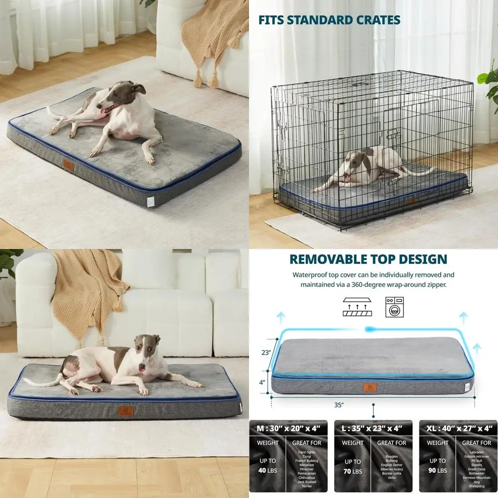

Orthopedic Waterproof Dog Bed - 4 Thick, Removable Cover, Comfortable for Large Dogs