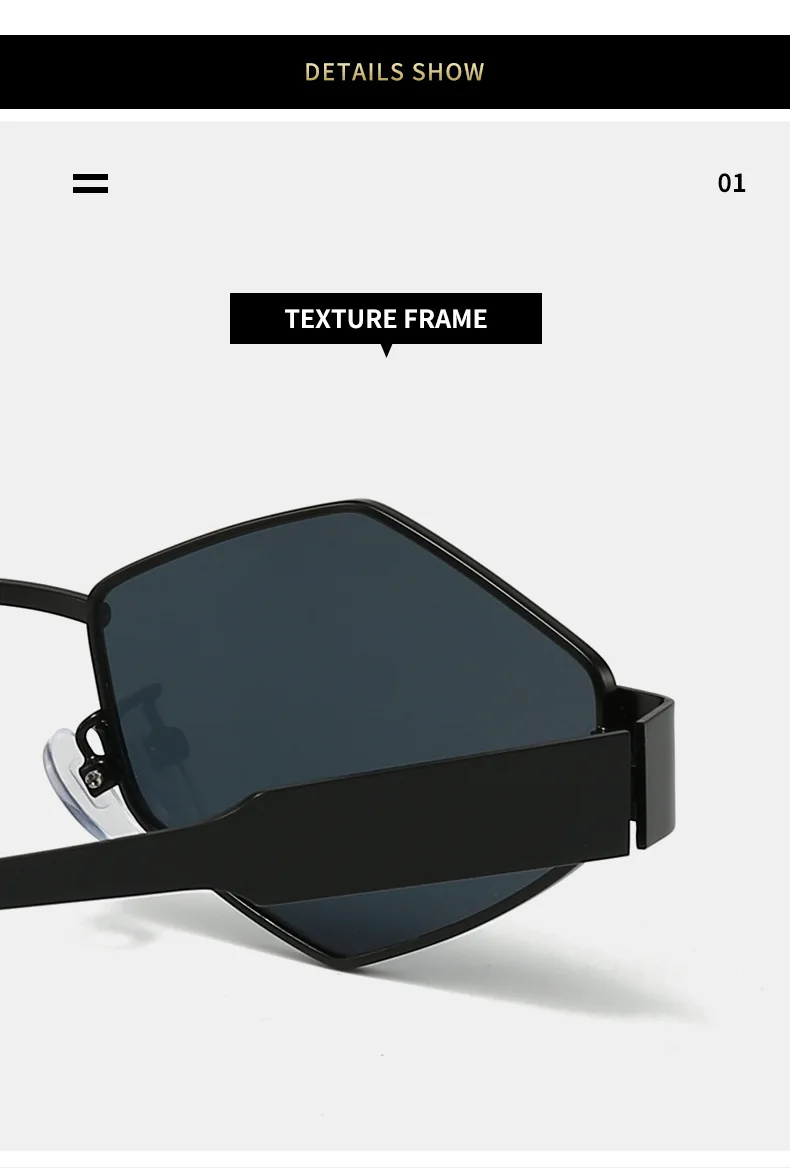 Polygonale Luxus Sonnenbrille Frauen Marke Mode Raute Sonnenbrille Frau 2024 Retro Vintage Metall Diamant Shades Brillen – Detail 5