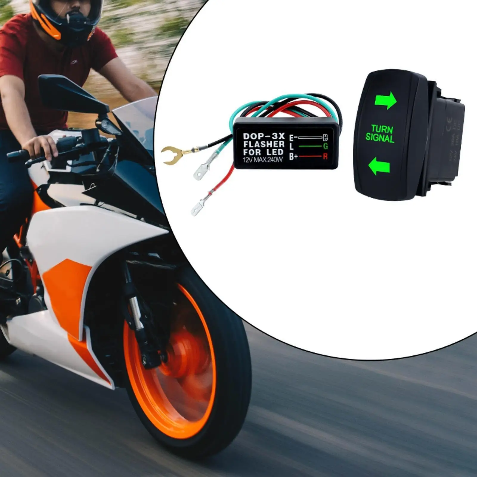 Replacement Turn Signal Rocker Switch Green LED Flasher Black Durable ABS Metal Universal Fit for Camper SUV