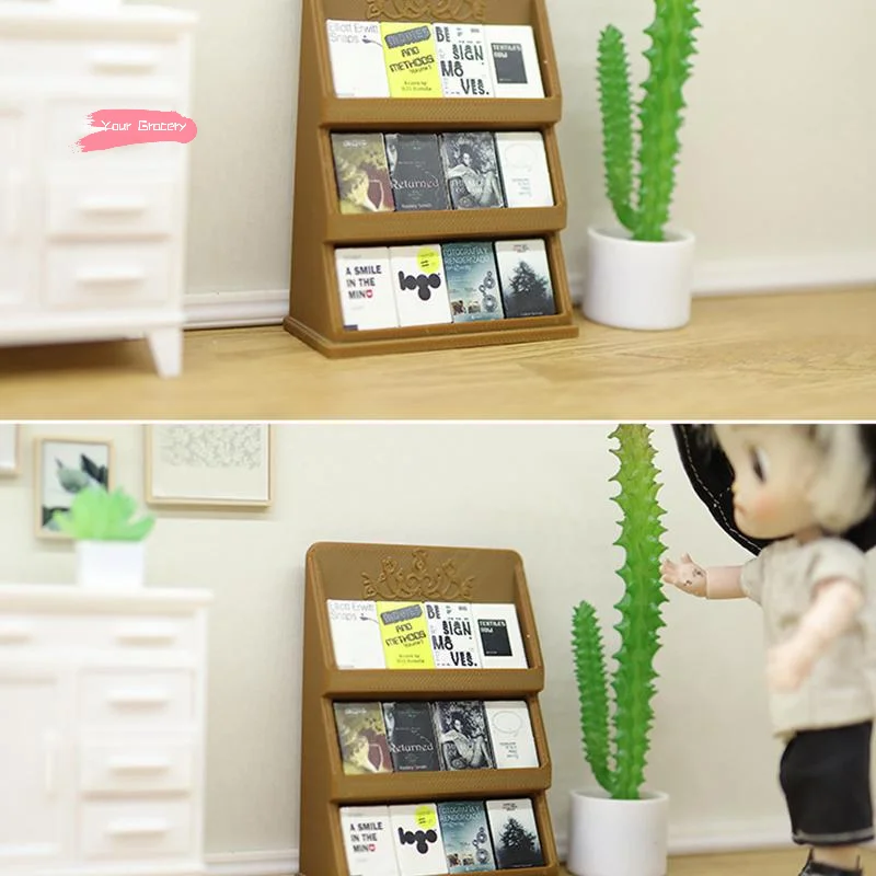 Mini étagères à livres, présentoir pour maison de poupée, meubles d'étude, Micro scène, modèle d'ornement, décoration de maison de poupée, échelle 1/12