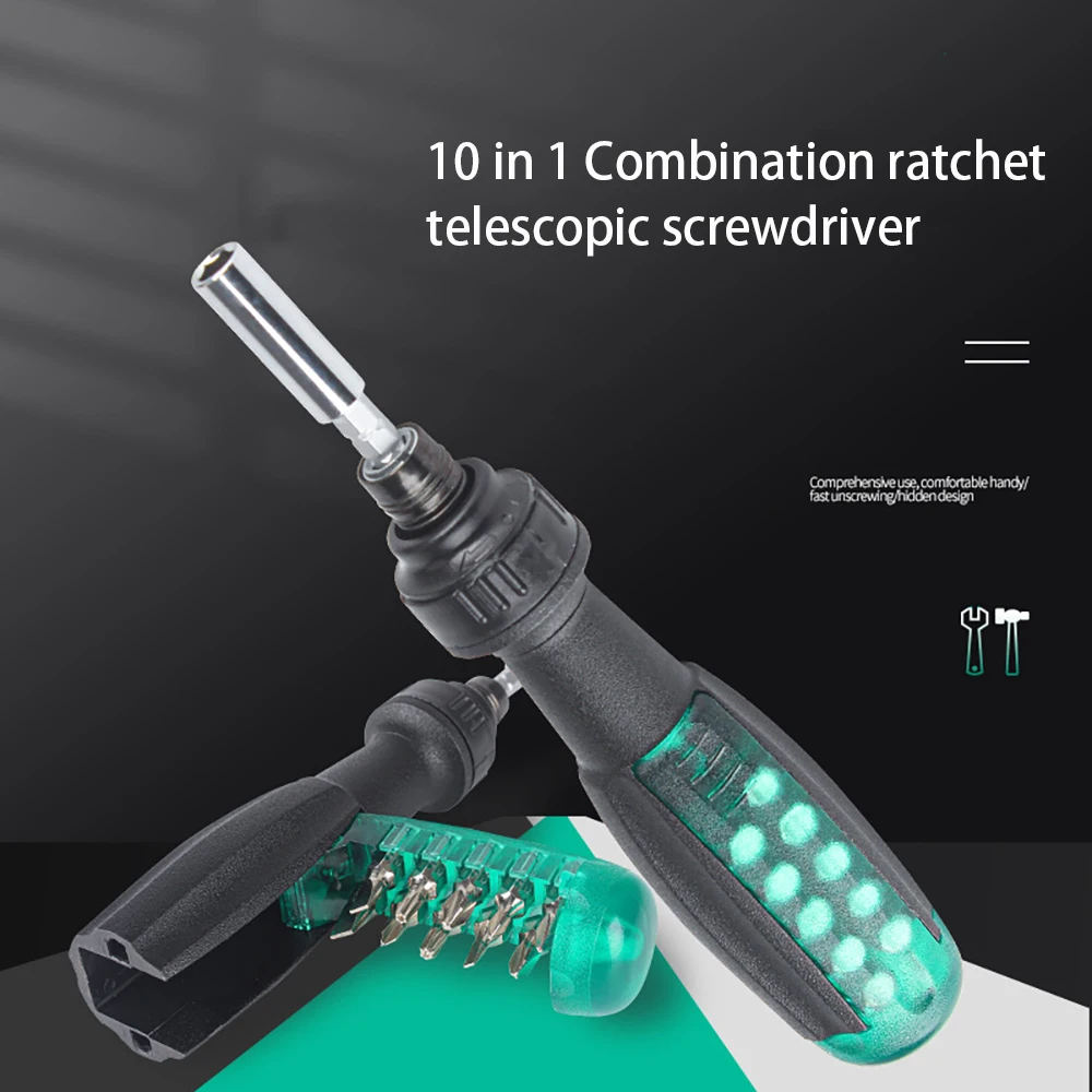 10 In 1 Precision Ratchet Screwdriver Combo Set Multifunctional Telescopic Screwdriver Household Appliance Repair Manual Tool